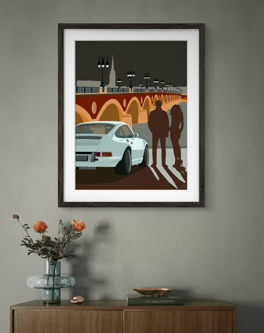 Affiche Pont de Pierre Bordeaux affiche-automobile-Porsche-Pont de Pierre-Bordeaux