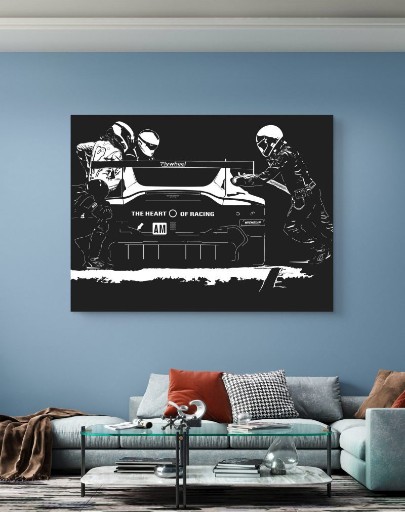Tableau-noir-et-blanc Aston-Martin-24H-du-Mans-Pitstop-the-heart-of-racing