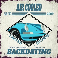 Plaque métal de garage Porsche Air Cooled Bleue