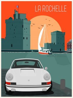 affiche Porsche - 911 T- La Rochelle