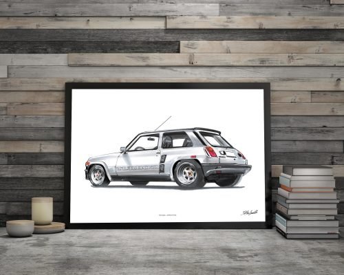Cadre Affiche Renault 5 Turbo illustration DBCarillustrations