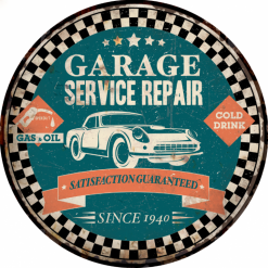 Plaque métal décoration garage vintage Ronde service repair