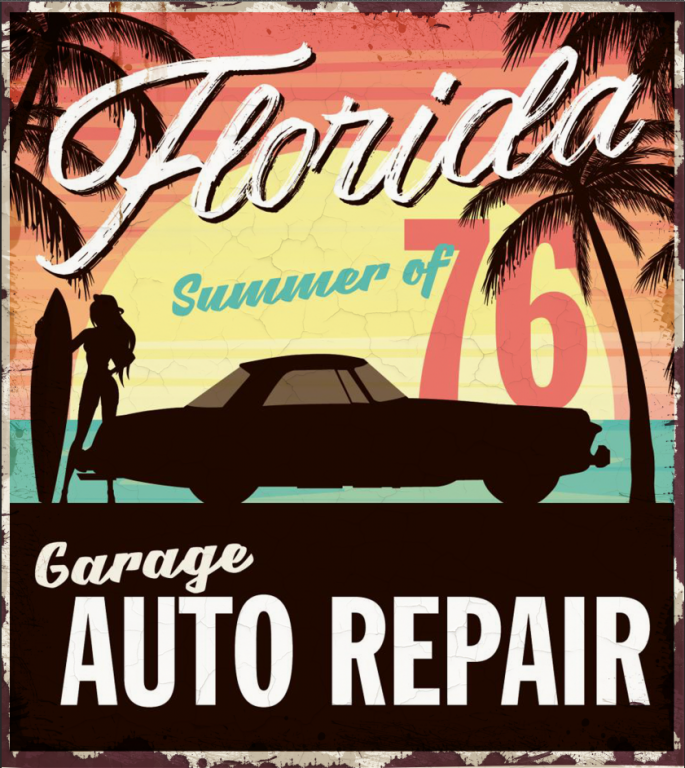 Plaque métal Garage déco vintage "Florida Summer 76"
