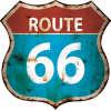 Plaque métal vintage bleu route 66