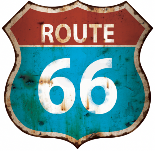 Plaque métal vintage bleu route 66