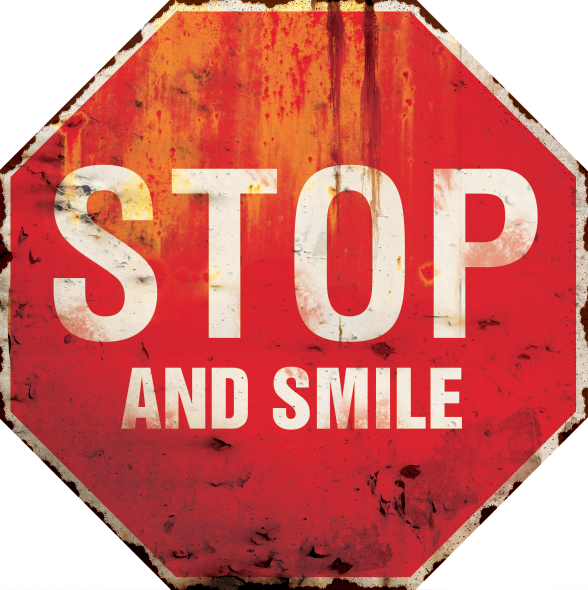 plaque métal vintage stop and smile