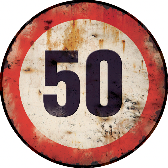 plaque métal déco 50 km heure