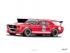 illustration DBCarillustrations Poster Ford Mustang