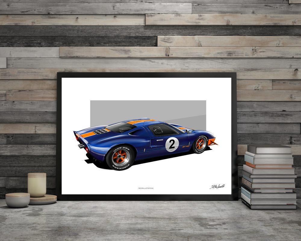 Affiche Ford gt40 DBCarillustrations illustration DBCarillustrations Poster Ford GT 40