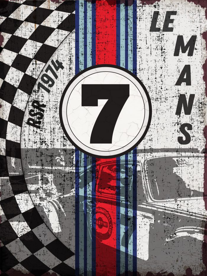 PORSCHE RSR 1974 noir et blanche 30x40 Plaque métal vintage Porsche RSR