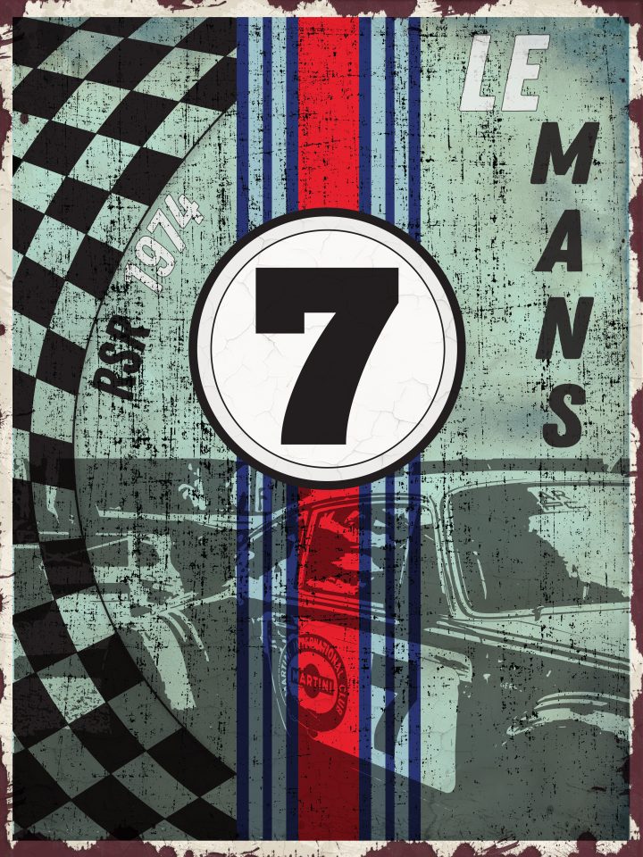 Plaque RSR 1974 martini Bleu vert 30x40 Plaque métal vintage Porsche Carrera RSR Martini