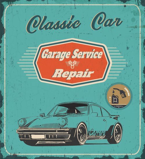 Plaque métal de garage Porsche Classic