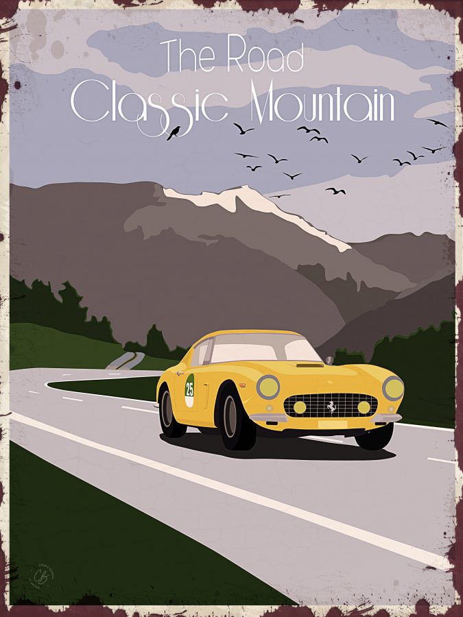 Plaque métal de garage FERRARI 250 SWB couleur contrasté 30x40