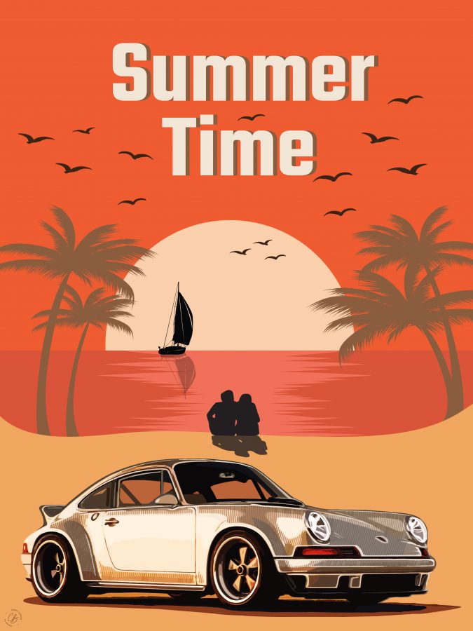 Affiche Automobile Porsche Summer Time