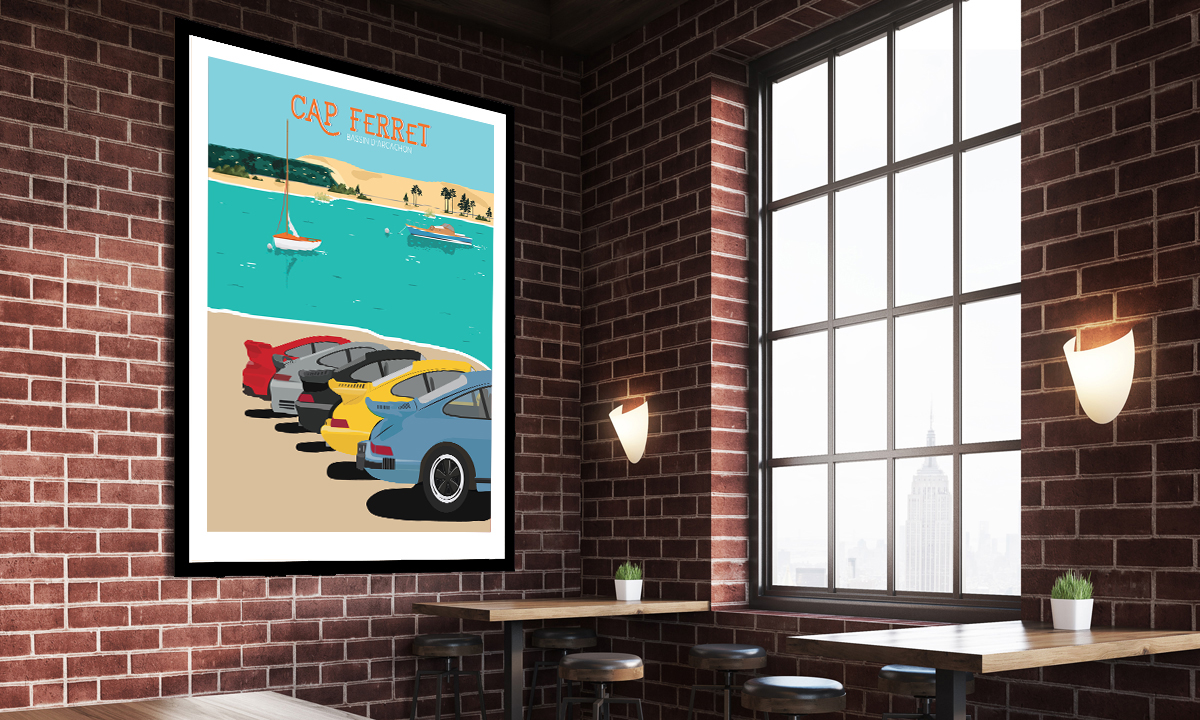 illustration-Porsche-Classic-Cap-Ferret illustration vintage porsche cap ferret