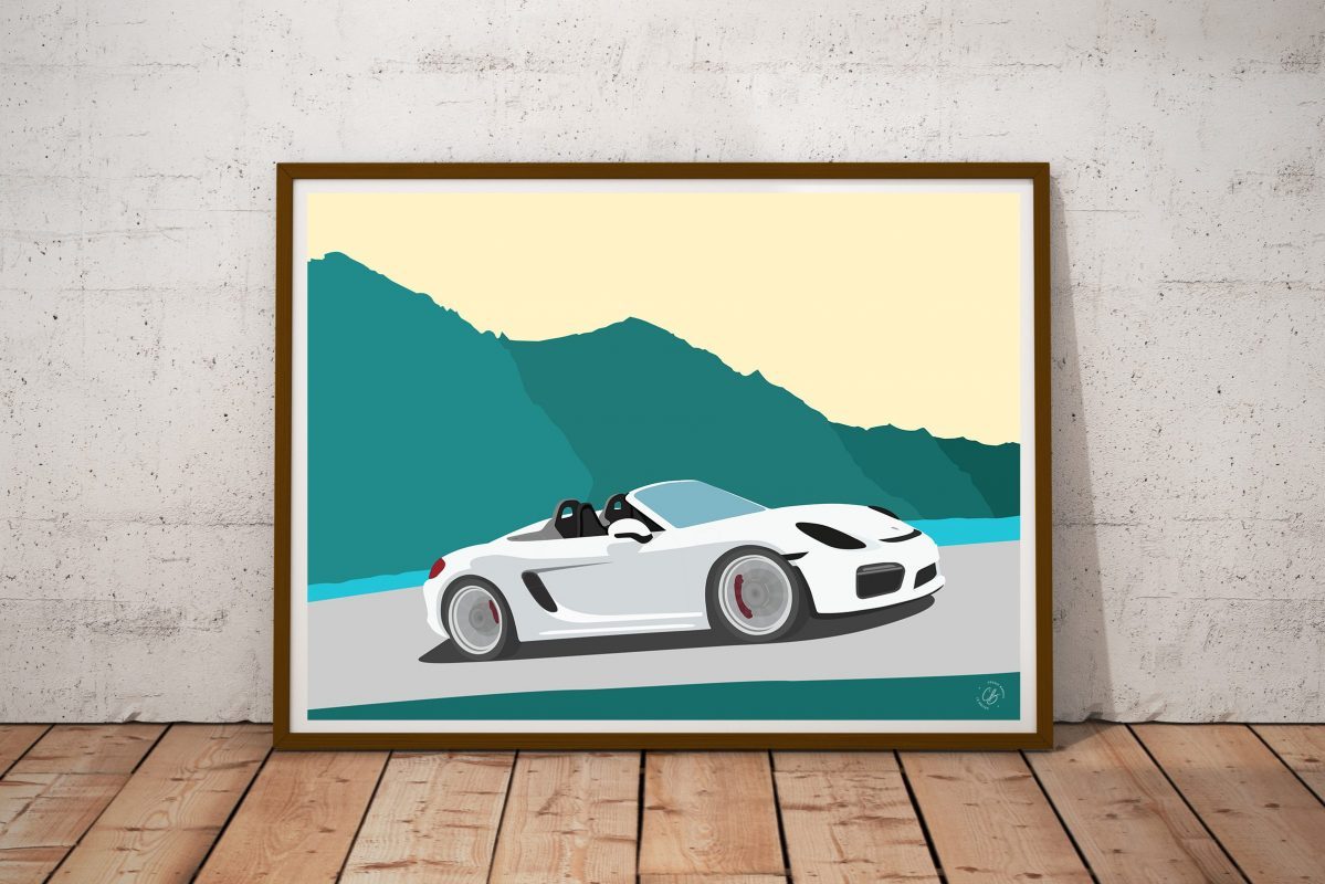 Illustration encadré porsche boxster 981 spyder