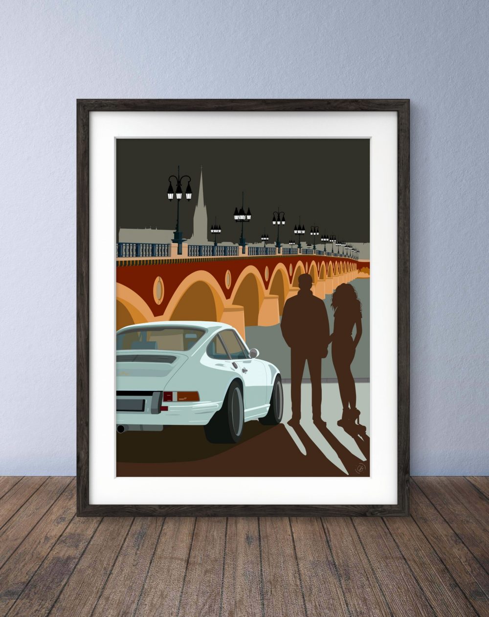 Affiche décorative Automobile Bordeaux Pont de Pierre affiche-automobile-Porsche-Pont de Pierre-Bordeaux