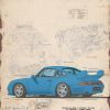 plaque porsche 993 bleu carrera rs clubsport 30x40cm