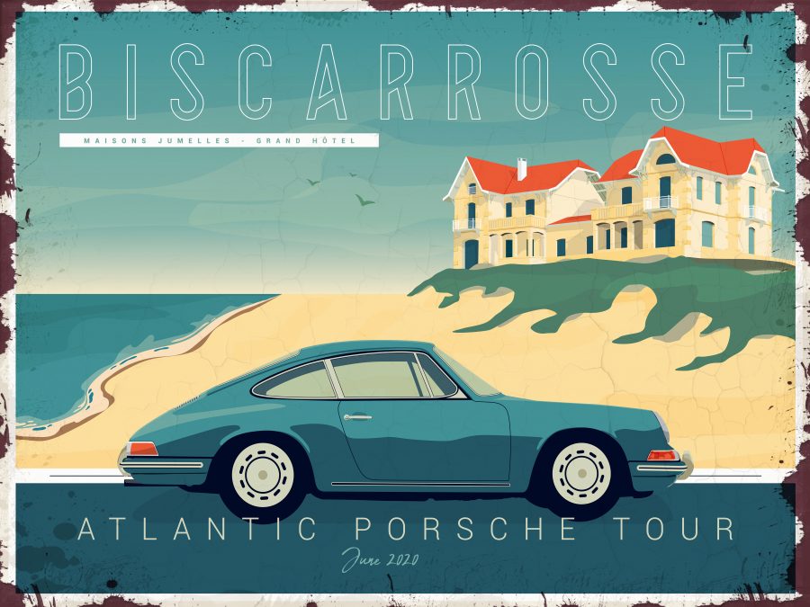 plaque métal porsche atlantic tour biscarrosse