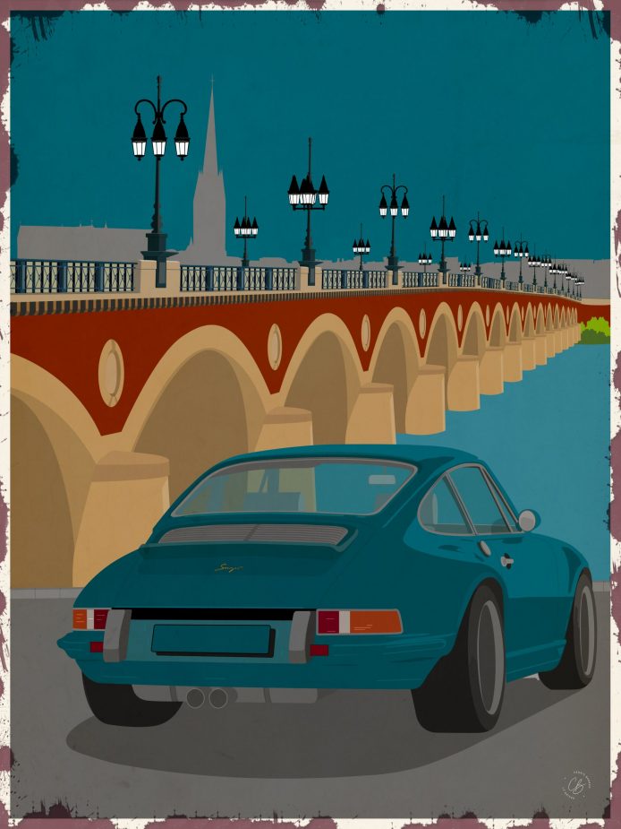 plaque porsche singer bordeaux 30x40cm Plaque-métal-garage-Porsche-Pont de Pierre-Bordeaux