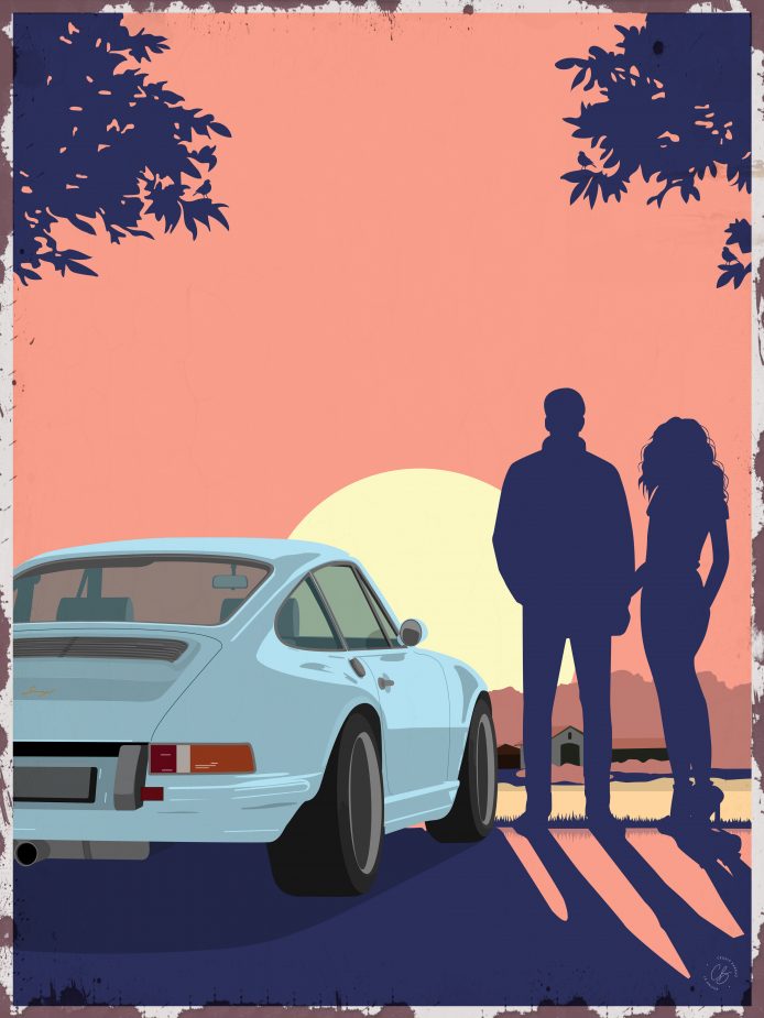 plaque porsche sunset cap ferret 30x40cm Plaque vintage Porsche - 911 - Cap Ferret