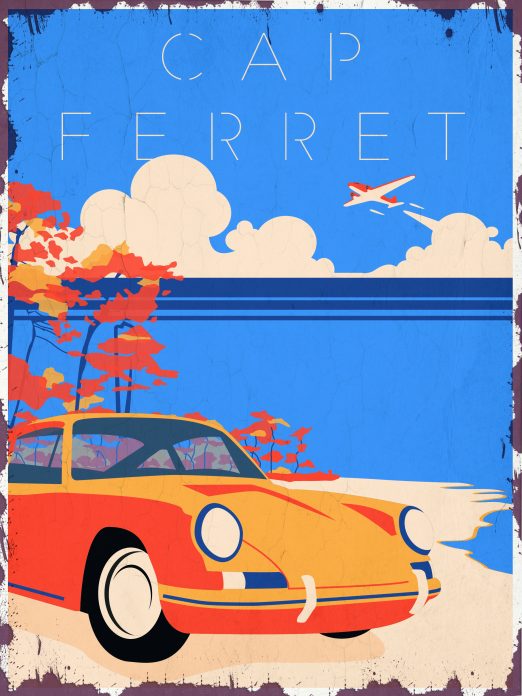 plaque métal déco Cap-ferret vieilli