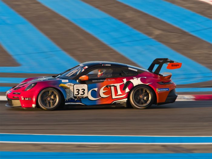 Bâche décorative automobile Porsche 911 GT3 Cup n°33 livery Celtic Circuit Paul Ricard.