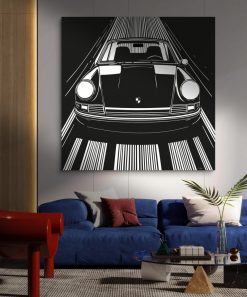 tableau-noir-blanc-porsche-911-classic